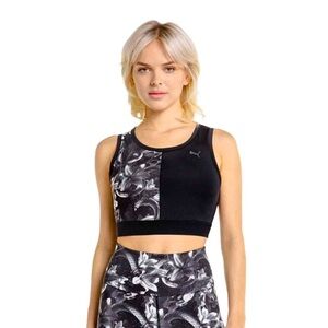 Puma Women's Black and White Floral Sports Bra NWOT
